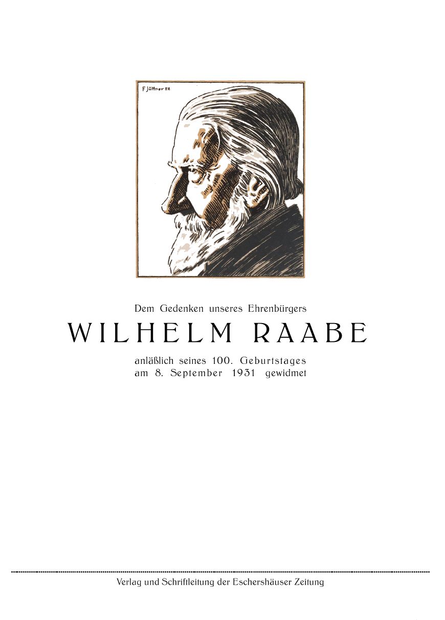Frontseite der einfachen Ausgabe der Eschershäuser Wilhelm-Raabe-Festschrift von 1931